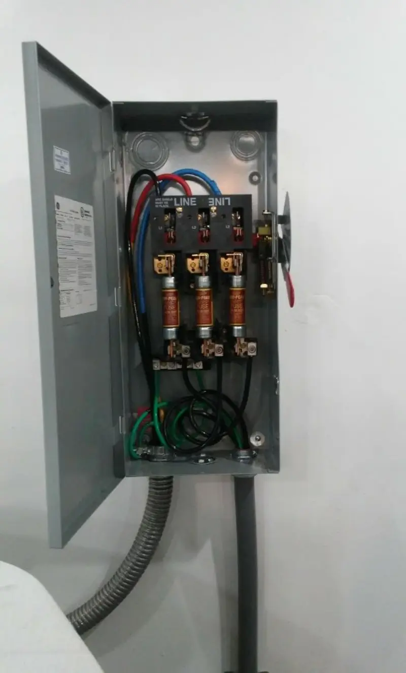 Three-phase disconnect switch installed for Smoke Detector Installation in Tisbury